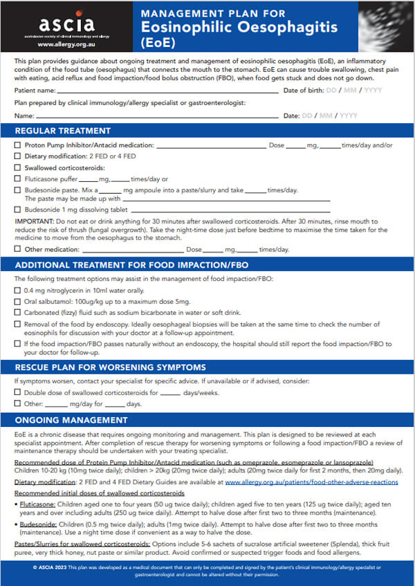 ASCIA Management Plan for EoE