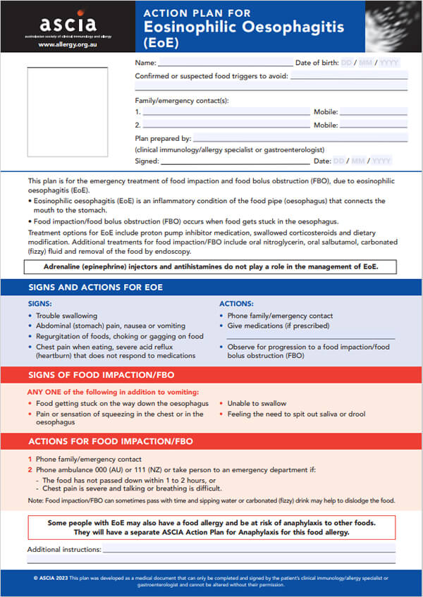 ASCIA Action plan for EoE