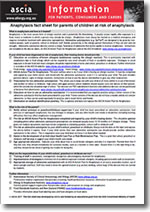 ASCIA Anaphylaxis Fact Sheet for Parents of Children at Risk of Anaphylaxis