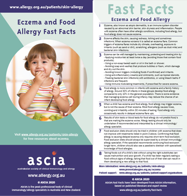 Forbrydelse Børnehave dæk Eczema and Food Allergy - Australasian Society of Clinical Immunology and  Allergy (ASCIA)