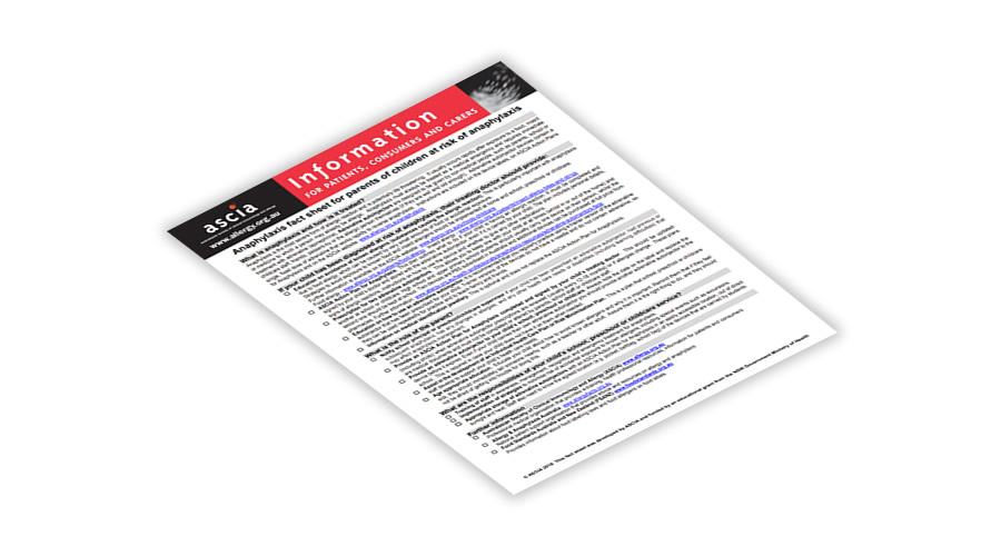 Anaphylaxis Fact Sheet for Parents - English