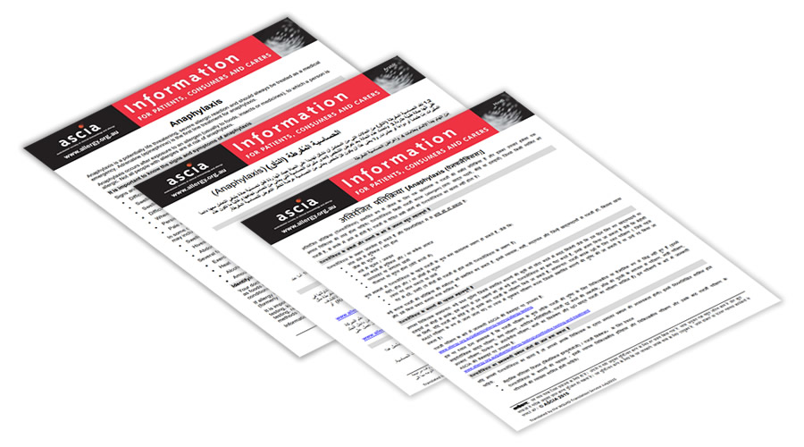 Anaphylaxis Patient Information - Other Languages