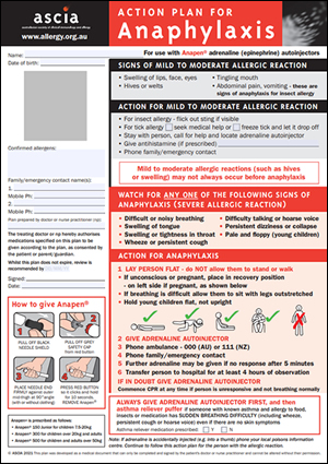 ASCIA Action Plan for Anaphylaxis (RED) for use with Anapen adrenaline autoinjectors 2021