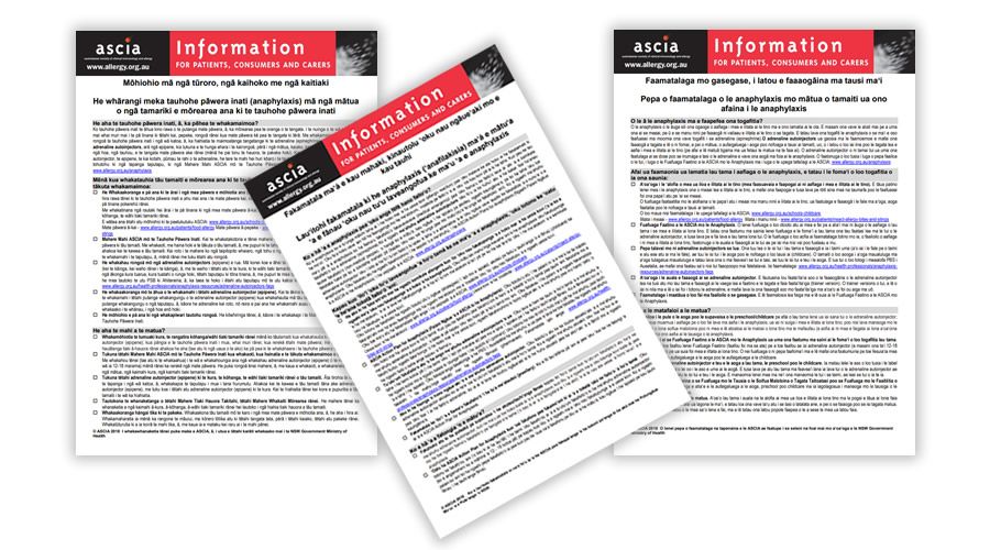 Anaphylaxis Fact Sheet for Parents - Maori, Samoan, Tongan